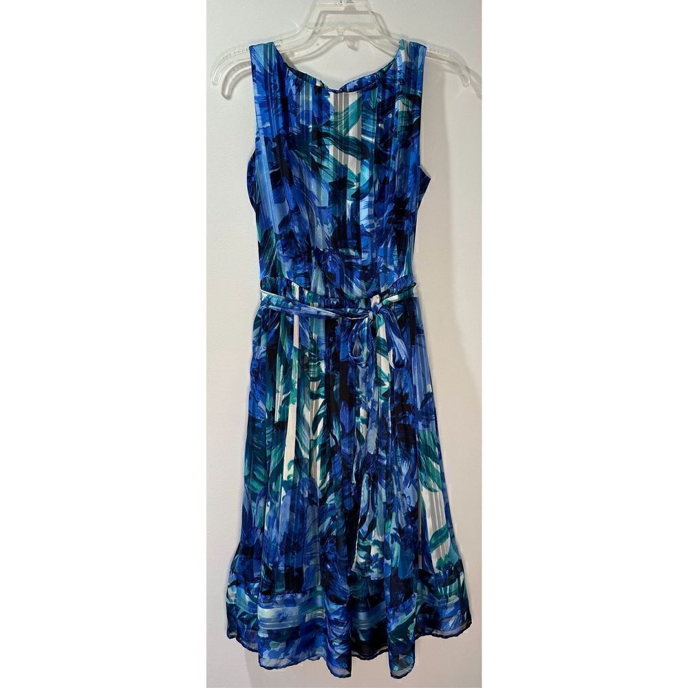 Luxe Carmen Marco Valvo fully lined blue teal sleeveless dress size 10 #40-1023